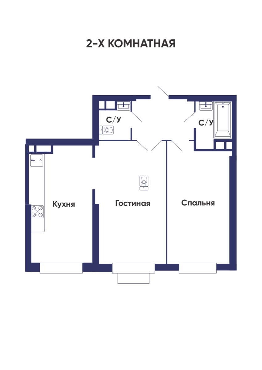 2-комнатные · 64.7 м²