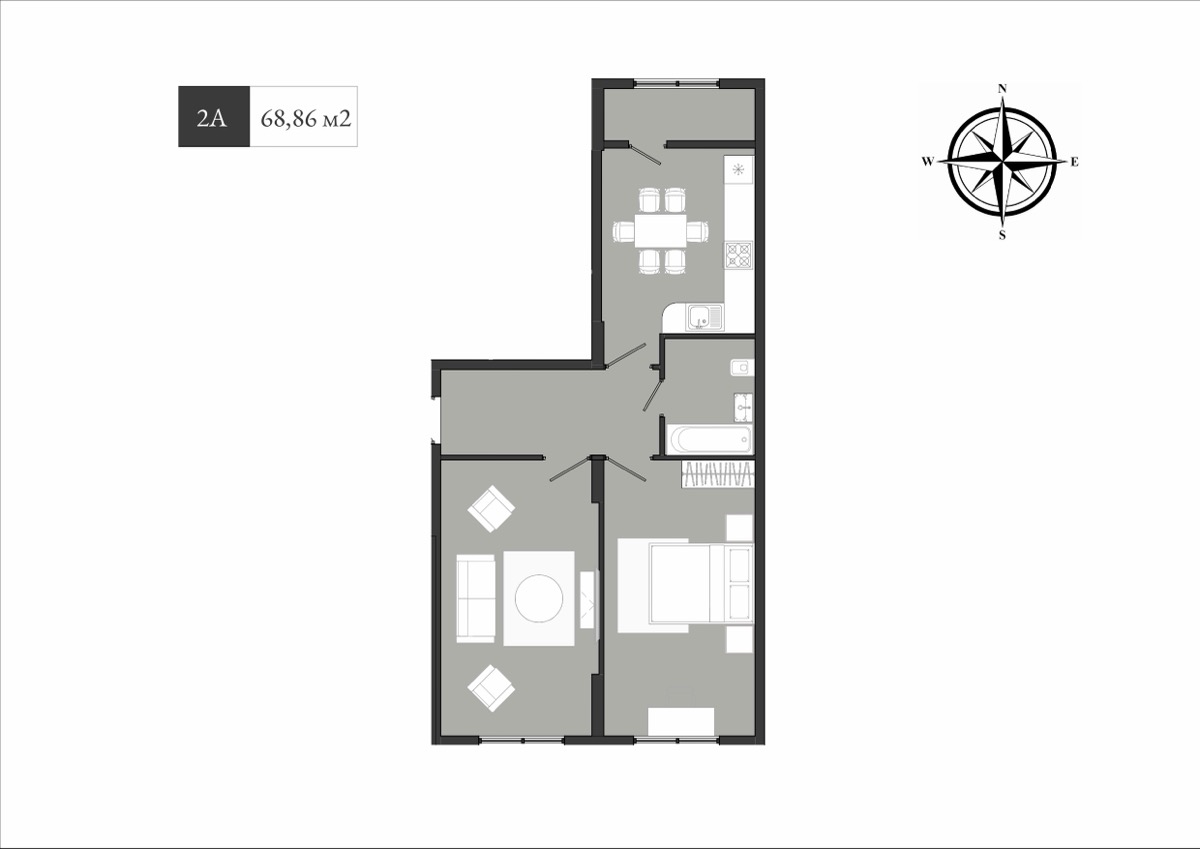2-комнатные · 68.9 м²