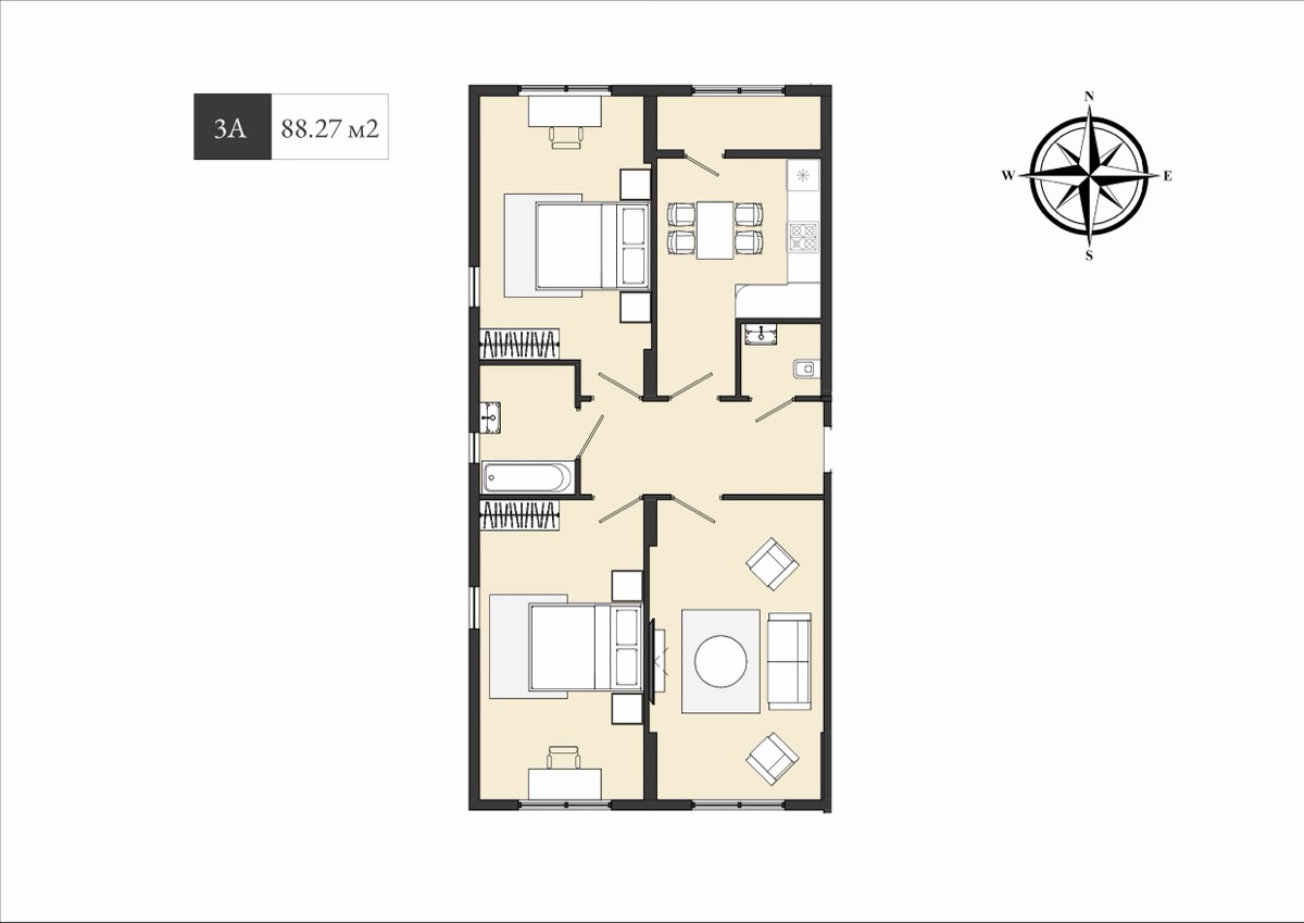 3-комнатные · 88.3 м²